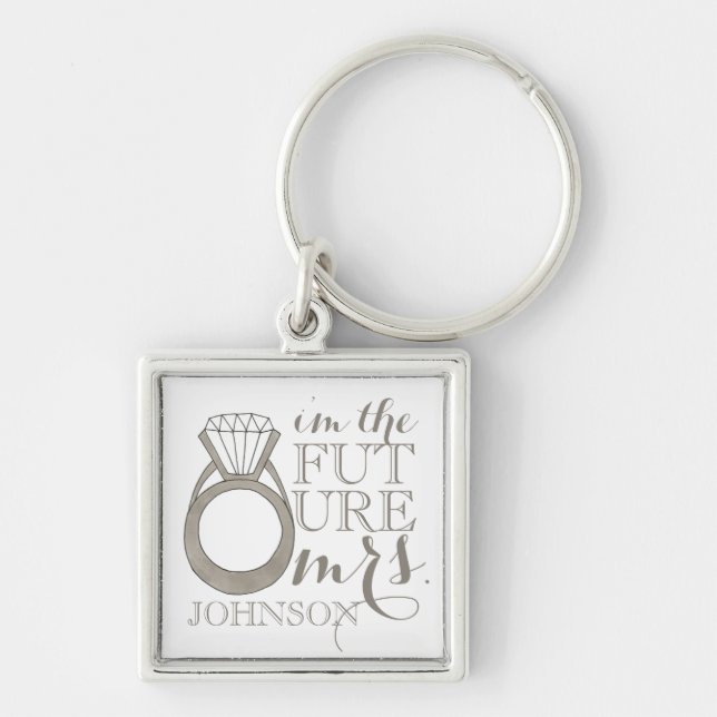 Future MRS. Bride-to-Be Diamond Engagement Ring Key Ring (Front)