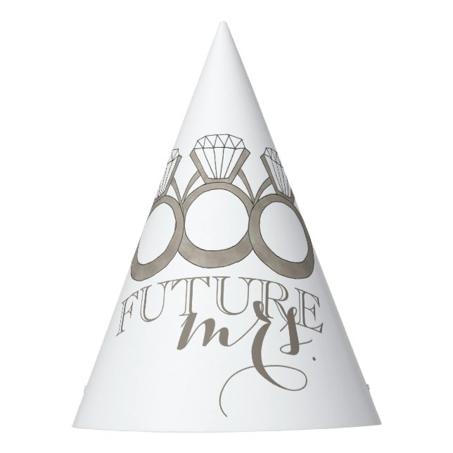 Future MRS. Bride-to-Be Diamond Engagement Ring Party Hat (Front)