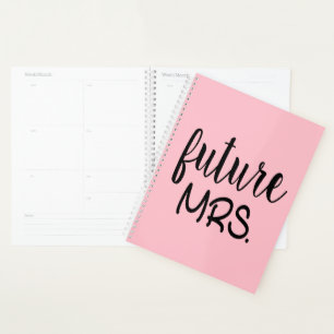 Future Mrs Bride To Be Pink Black Wedding Heart Planner