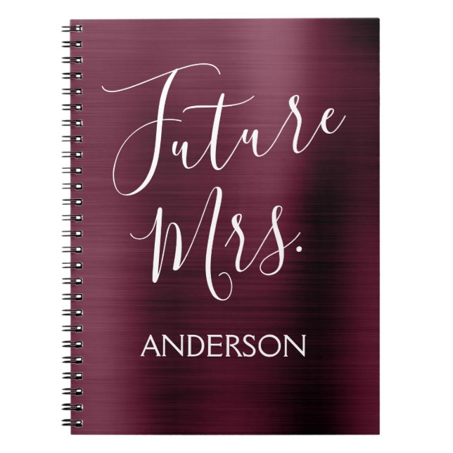 Future Mrs. Burgundy Purple Bridal Shower Planner Notebook (Front)