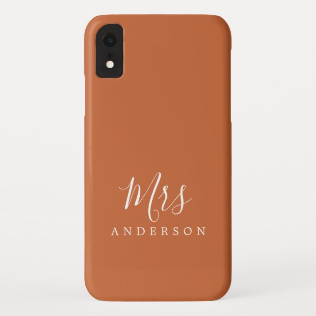 Future Mrs Burnt Orange Chic Script Bride Case-Mate iPhone Case (Back)