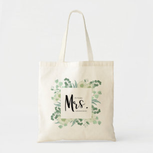 Future Mrs. Calligraphy Green Botanicals Tote Bag