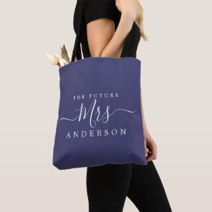 Future Mrs Chic Script Custom Name Bride To Be Tote Bag
