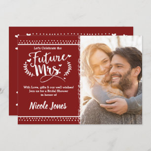 FUTURE MRS. Cranberry Red Bridal Shower Photo Invitation