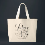 Future Mrs. Custom Name Wedding  Tote Bag<br><div class="desc">Future Mrs. Custom Name Wedding Tote Bag  - Custom tote bag  features modern script typography and is personalised with your future surname. Font is accented with an engagement ring. Shown in black and white.</div>