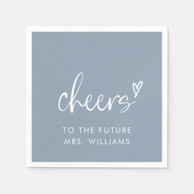 Future Mrs Dusty Blue Bridal Shower Napkin (Front)