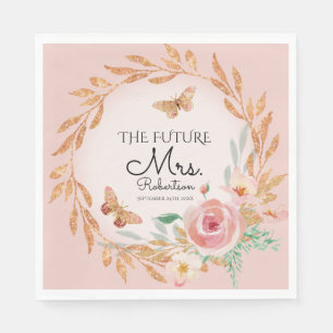Future Mrs Elegant Blush Pink Floral Bridal Shower Napkin