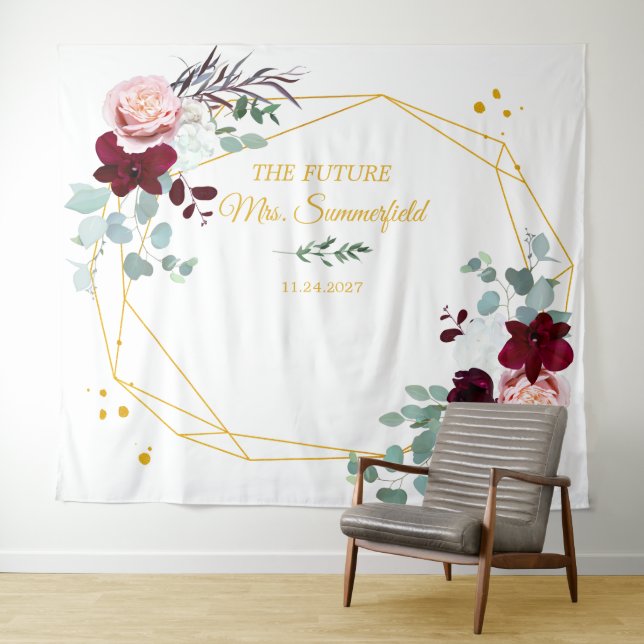 Future Mrs Floral Backdrop Bridal Shower Tapestry (In Situ (Horizontal))
