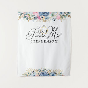 Future Mrs Floral Bridal Shower Backdrop Tapestry