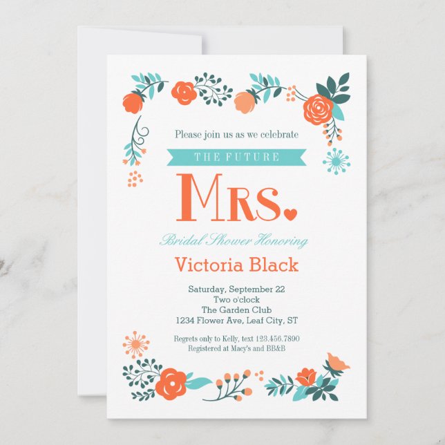 Future Mrs. Floral Bridal Shower Invitation (Front)