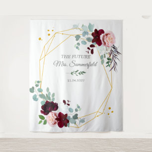Future Mrs Floral Eucalyptus Photo Booth Backdrop Tapestry