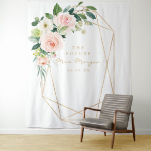 Future Mrs Gold Bridal Shower Backdrop Photo Booth Tapestry