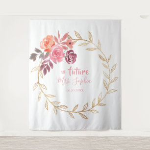 Future Mrs Gold Bridal Shower Backdrop Photo Booth Tapestry