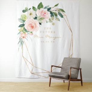 Future Mrs Gold Bridal Shower Backdrop Photo Booth Tapestry