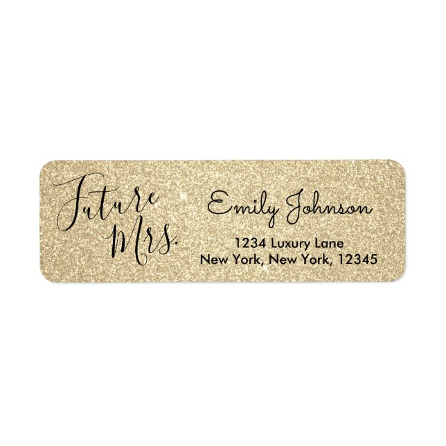 Future Mrs. Gold Faux Glitter Sparkle Return Address Label (Front)