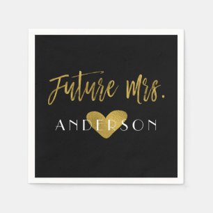 Future Mrs. Gold Foil with Heart Bride Napkins