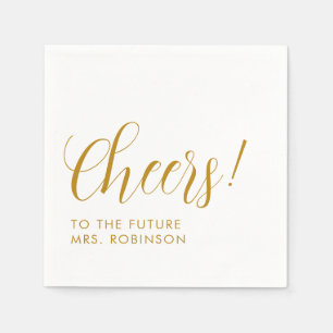 Future Mrs Gold Script Modern Bridal Shower Napkin