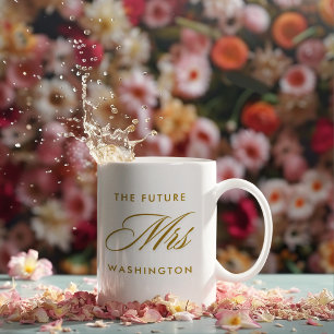 Future Mrs Gold Script Wedding Monogram Coffee Mug