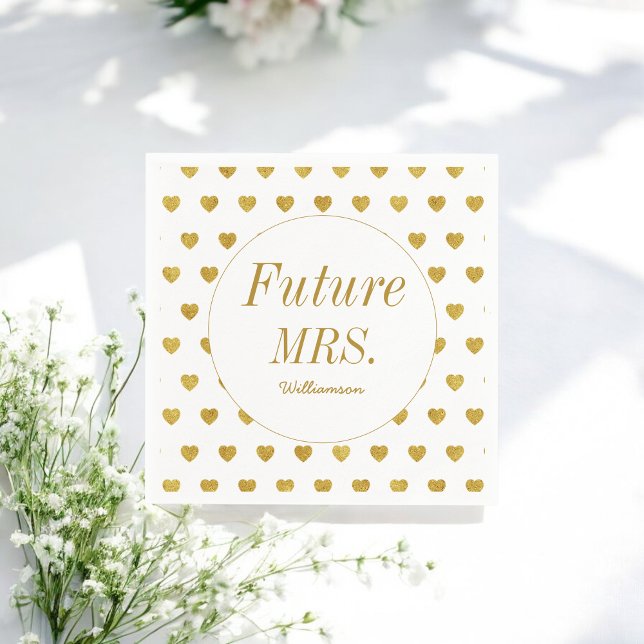 Future Mrs Gold White Bridal Shower Napkin (Creator Uploaded)