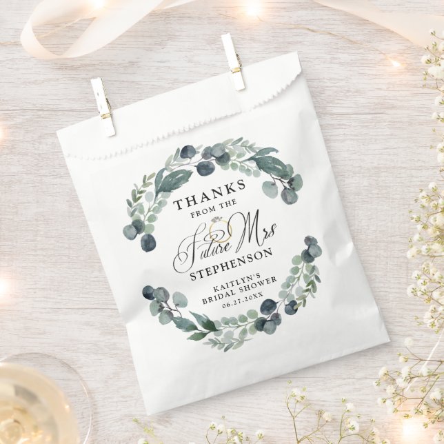 Future Mrs Greenery Bridal Shower Thank You Favour Bag (Clipped)