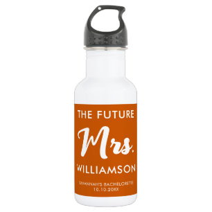 Future Mrs Last Name Bachelorette Orange And White 532 Ml Water Bottle