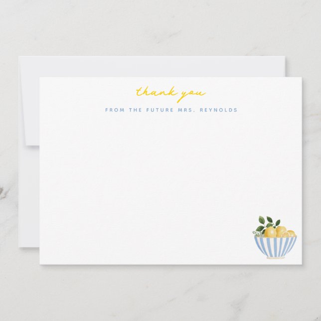 Future Mrs Lemon Bridal Shower Thank You Card (Front)