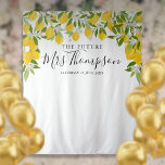 Future Mrs Lemons Bridal Shower Photo Backdrop Tapestry<br><div class="desc">Featuring lemons greenery,  this elegant botanical bridal shower photo booth backdrop can be personalised with your special event information. Designed by Thisisnotme©</div>