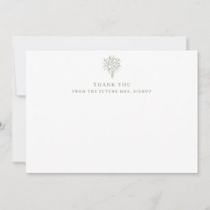 Future Mrs Line Art Floral Bridal Shower Sage Thank You Card