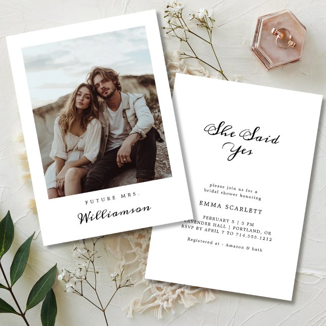 Future Mrs. Minimal Rustic Bridal Shower Photo Invitation (Creator Uploaded)