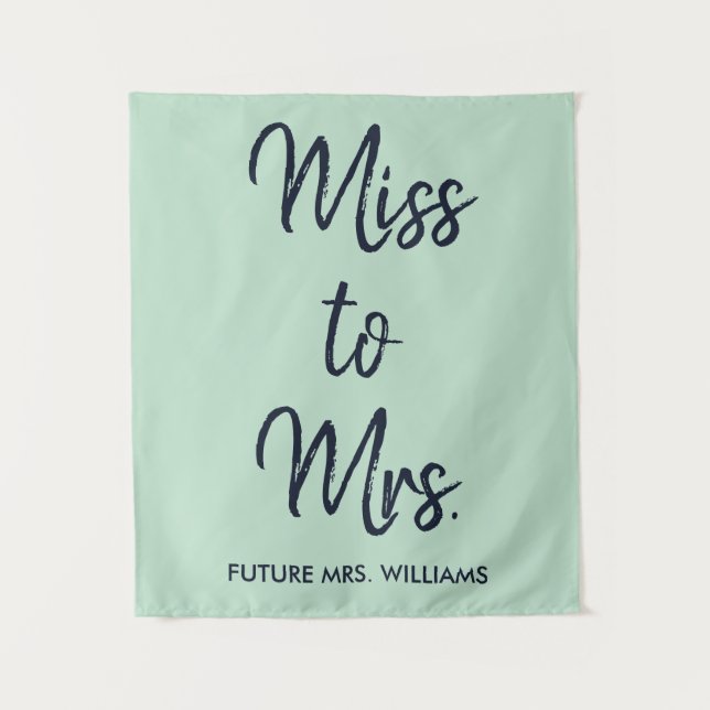 Future Mrs Mint Green Bridal Shower Photo Prop Tapestry (Front)
