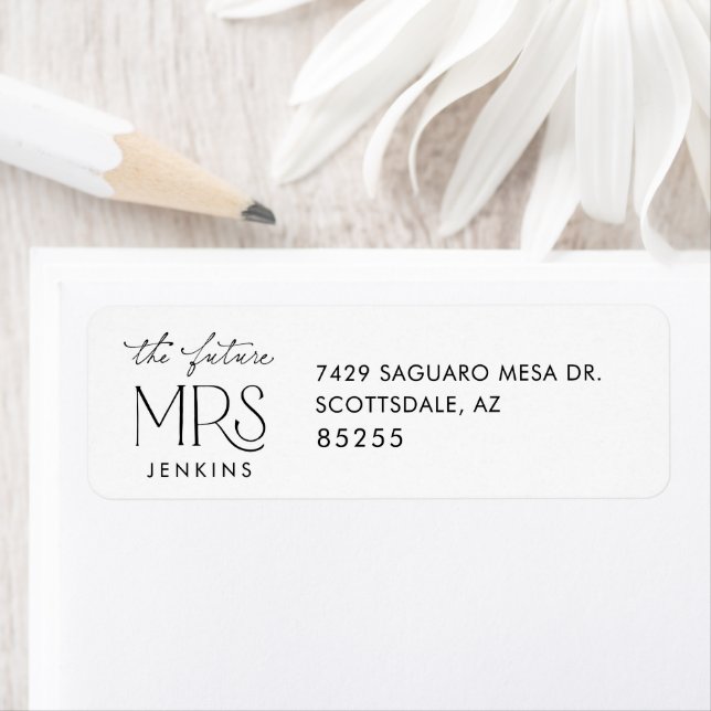 Future Mrs Modern Bridal Shower Return Address Label (Insitu)