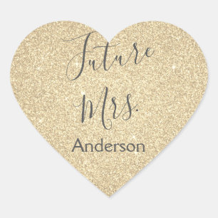 Future Mrs. Modern Gold Bridal Shower Heart Sticker