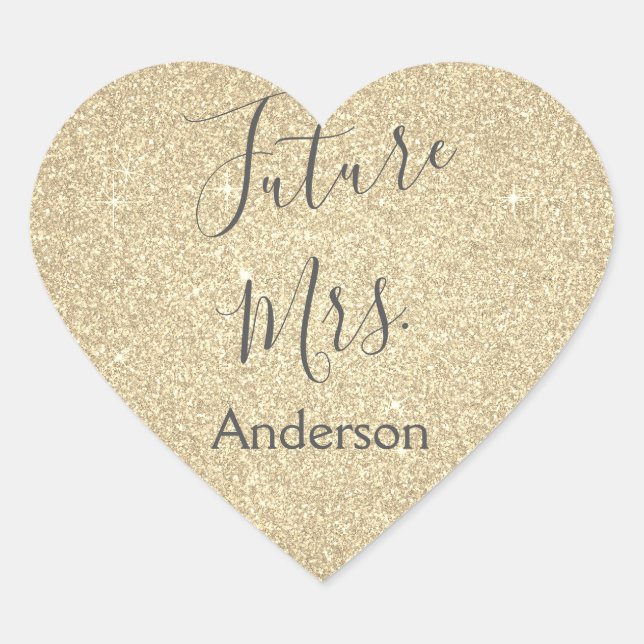 Future Mrs. Modern Gold Bridal Shower Heart Sticker (Front)