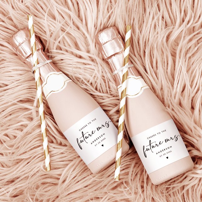 Future Mrs. Modern Handwriting Script  Sparkling Wine Label (Creator Uploaded)