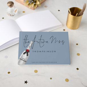 Future Mrs Name Date Dusty Blue Bridal Shower Guest Book