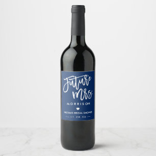 Future MRS Navy Blue Bachelorette Party Favour Wine Label