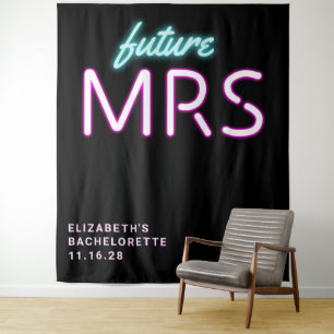 Future Mrs Neon Lights Bachelorette Party Tapestry