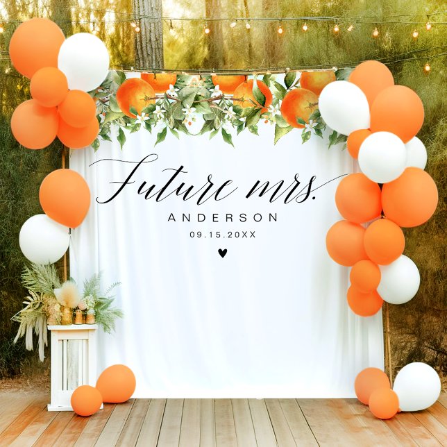 Future Mrs. Oranges Bridal Shower Backdrop Tapestry (Creator Uploaded)
