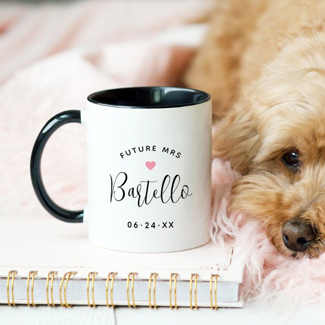 Future Mrs Personalised Black Script Name Wedding Mug (Creator Uploaded)