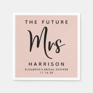Future Mrs Personalised Blush Pink Bridal Shower Napkin