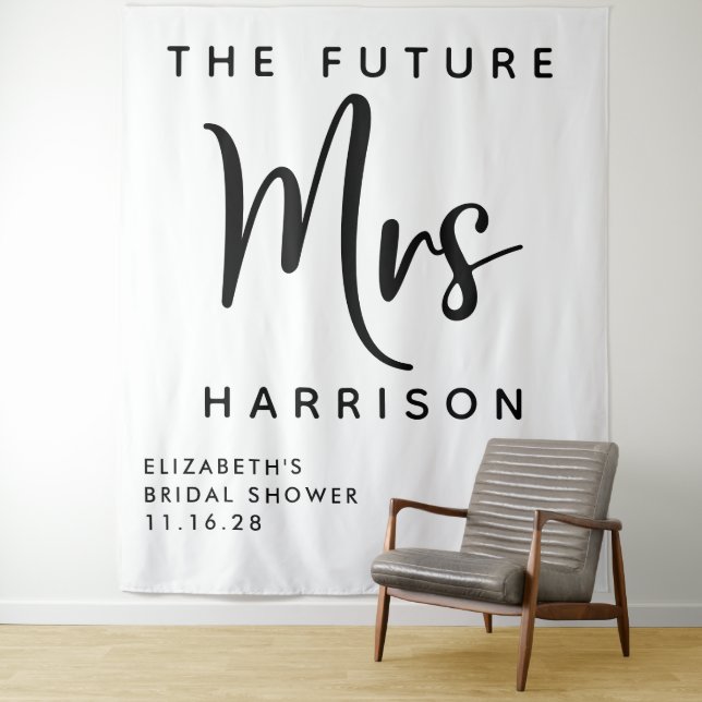Future Mrs Personalised Bridal Shower Tapestry (In Situ)