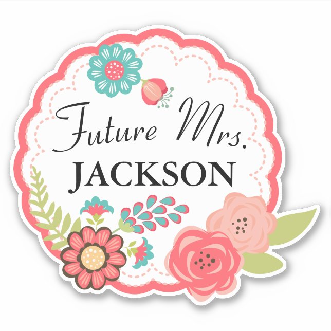 Future Mrs Personalised Floral Wreath Art (Front)