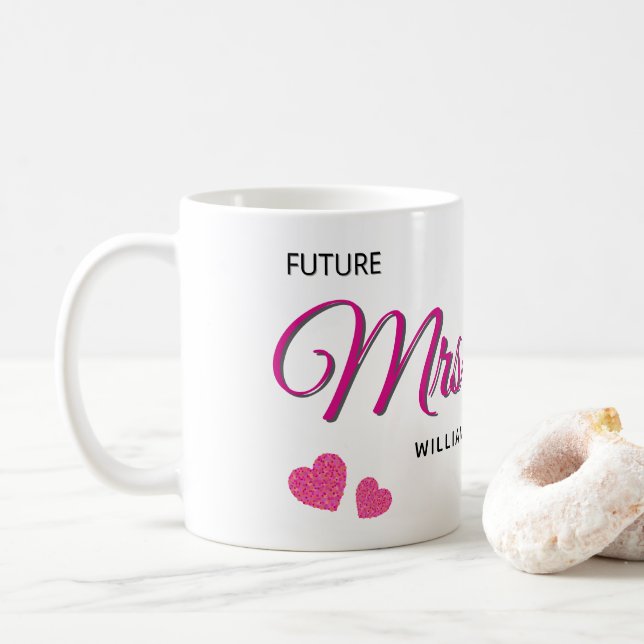 Future Mrs Personalised Wedding Design  Coffee Mug (With Donut)