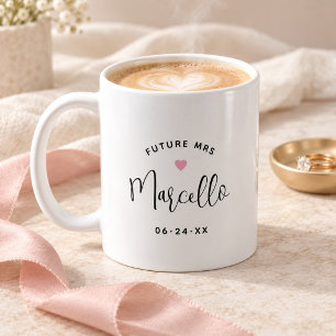 Future Mrs Personalized Black Script Name Wedding Coffee Mug