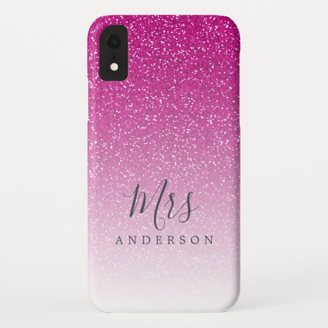 Future Mrs Pink Glitter Ombre Chic Script Bride Case-Mate iPhone Case (Back)