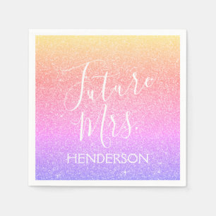 Future Mrs. Rainbow Sparkle Glitter Napkin