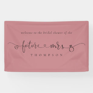 Future Mrs Ring Hearts Dusty Rose Bridal Shower  Banner
