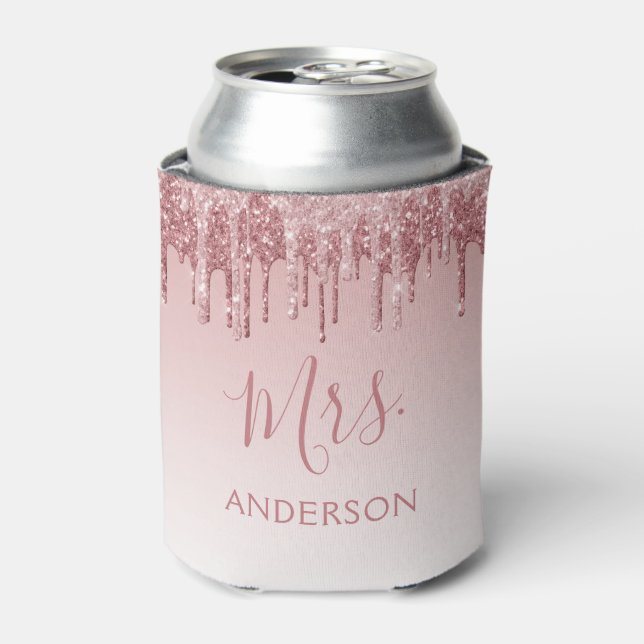 Future Mrs. Rose Gold Blush Pink Sparkle Glitter Can Cooler (Can Front)