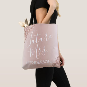 Future Mrs. Rose Gold Blush Pink Sparkle Glitter Tote Bag