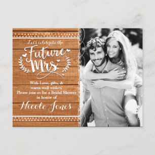 Future Mrs. Rustic Oak Wood Bridal Shower Invitation Postcard